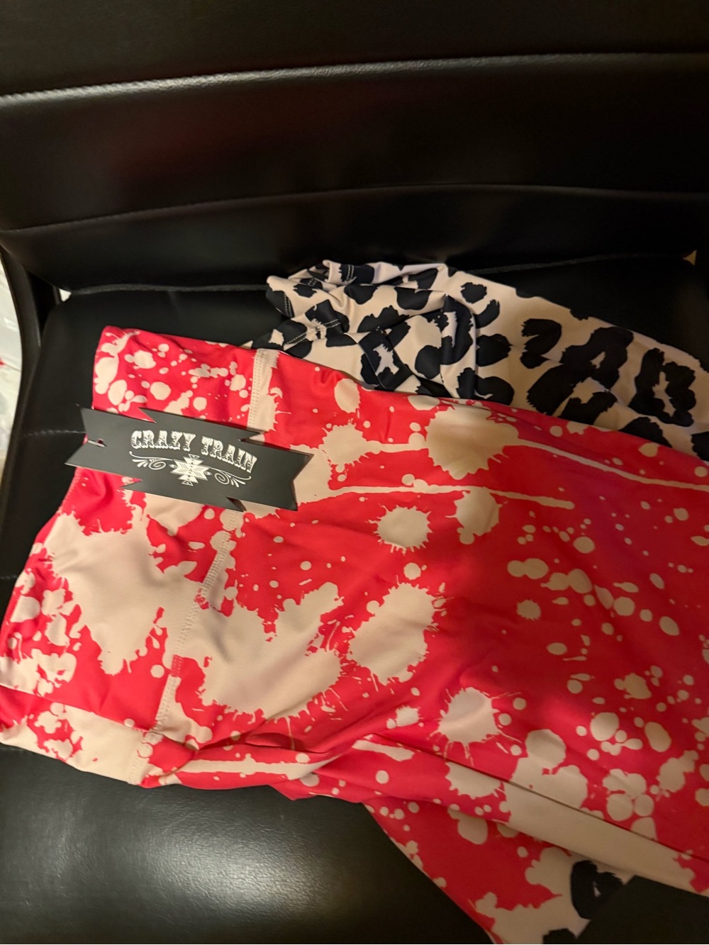 Crazy Train Kids Red & Cream Splash Print Leggings